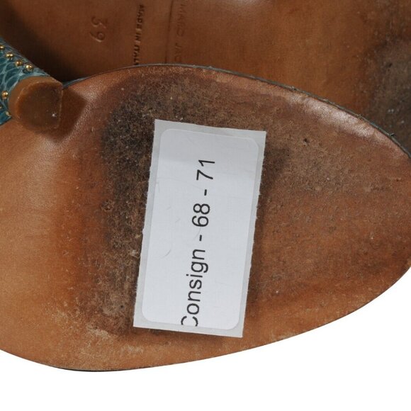 Marc Jacobs Womens Strappy Buckle Pumps US 9 EU 39 Green Python Leather Studded - Picture 11 of 11